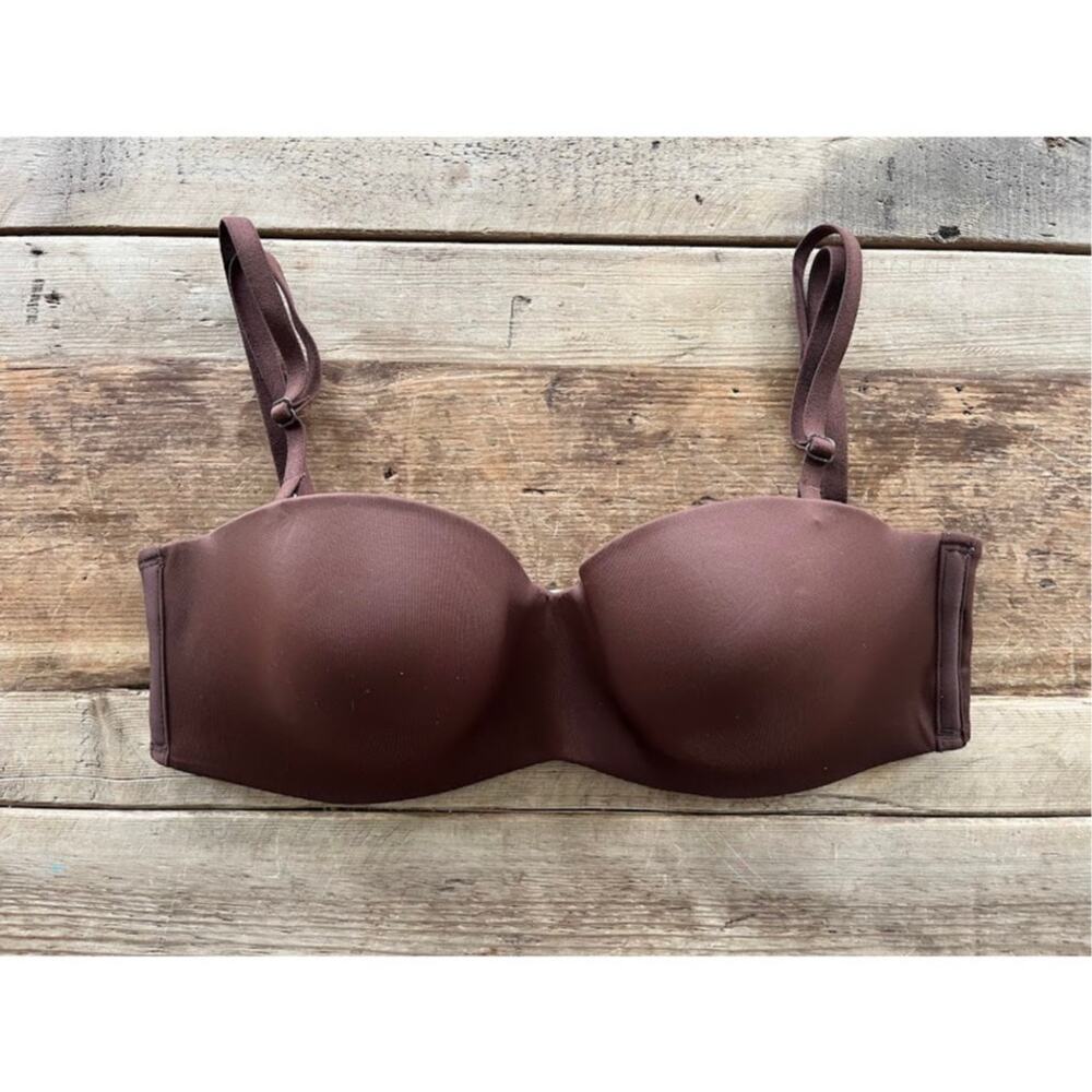 Victoria's Secret PINK Ganache Script 32D Wear Everywhere Strapless Push Up Bra